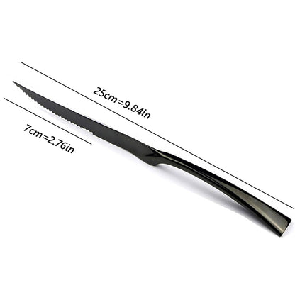 Conjunto de 4 Facas de Jantar Espelhadas, Talheres de Aço Inoxidável, Talheres Dourados e Prateados, Louça Ocidental, Facas de Bife para Restaurante
