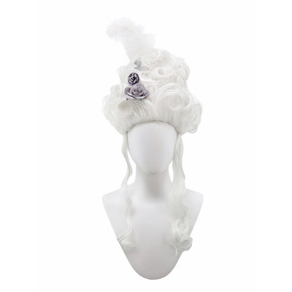 Pink Fluffy High-Top high quality Synthetic Wig | Queen's Hairstyle with Feather Flowers | Wig for Queen Cosplay