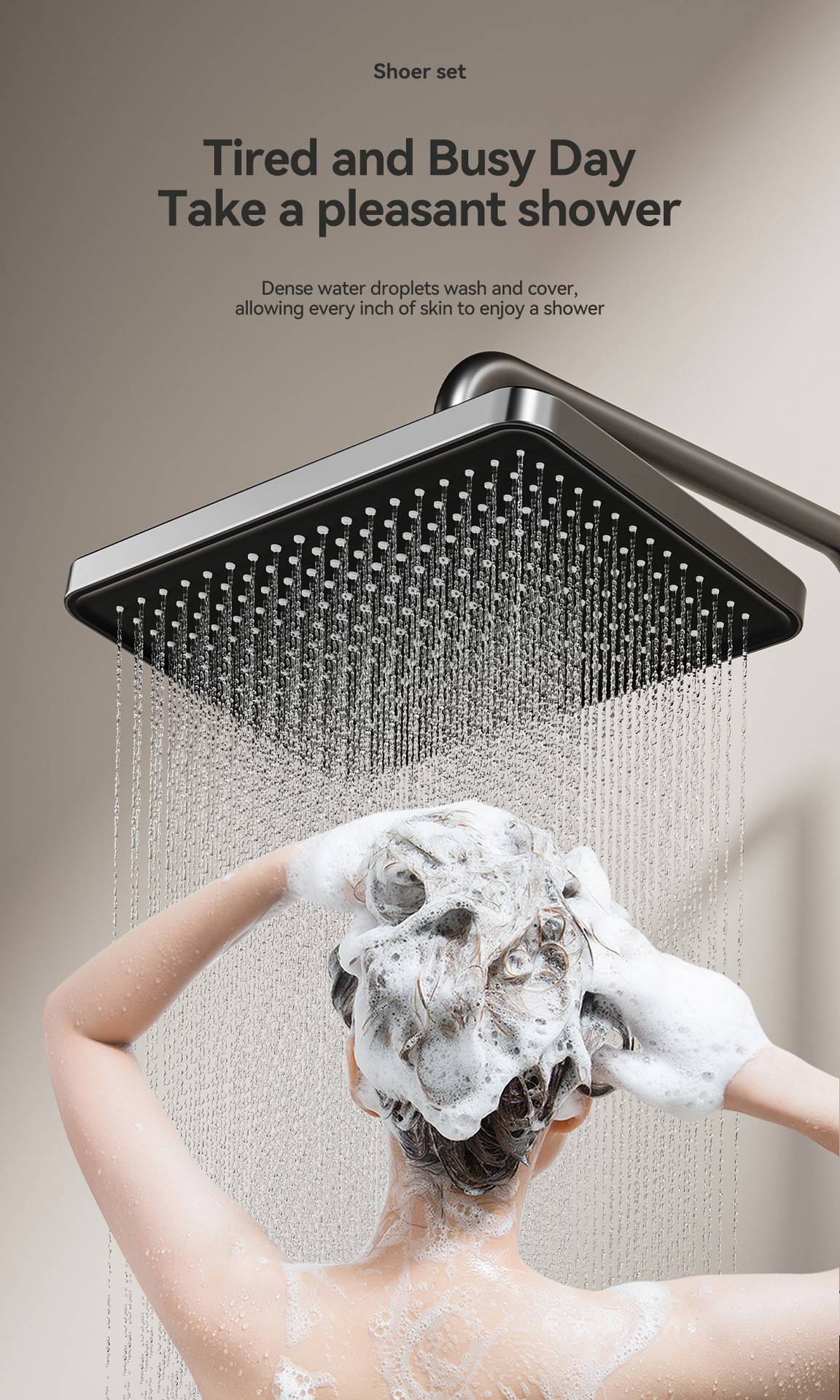 Household Aluminum Shower System Set Multifunction Rotary Knob Hot and Cold Water Pressurize Bathroom Gunmetal Gray Shower Set