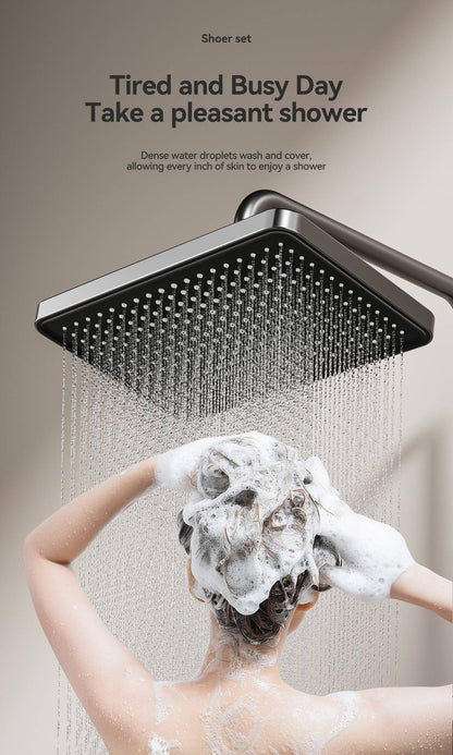 Household Aluminum Shower System Set Multifunction Rotary Knob Hot and Cold Water Pressurize Bathroom Gunmetal Gray Shower Set