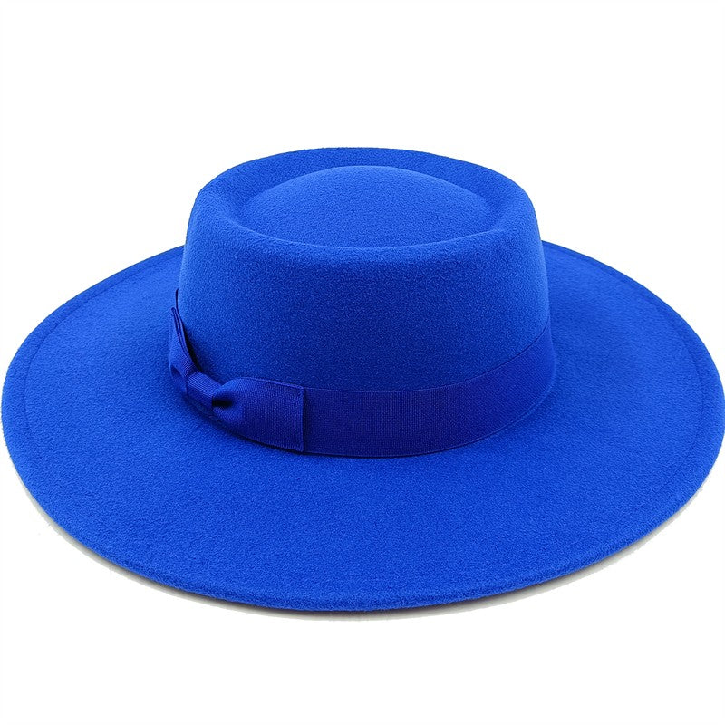 Chapéu Fedora unissex de inverno, superfície circular côncava e convexa, chapéu de jazz de feltro liso, elegante para homens e mulheres.