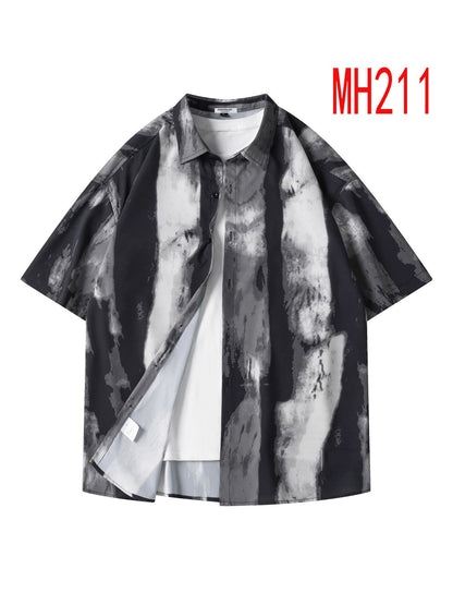 Flower shirt men's summer new loose short sleeved shirt casual beach suit MH211
