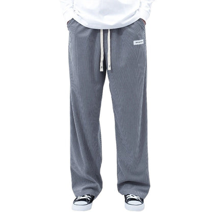 Mens Corduroy Joggers Pants Casual Cargo Pants Drawstring Elastic Waist Baggy Tapered Sweatpants with Pockets Outdoor Sweatpants