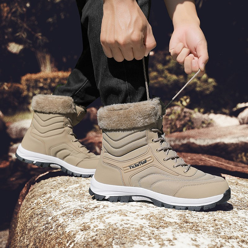 2025Brand Warm Winter Men's Hiking Boots Outdoor Snow Men Boots Men Work Casual Sneakers High Top Keep Warm Non-slip Ankle Boots