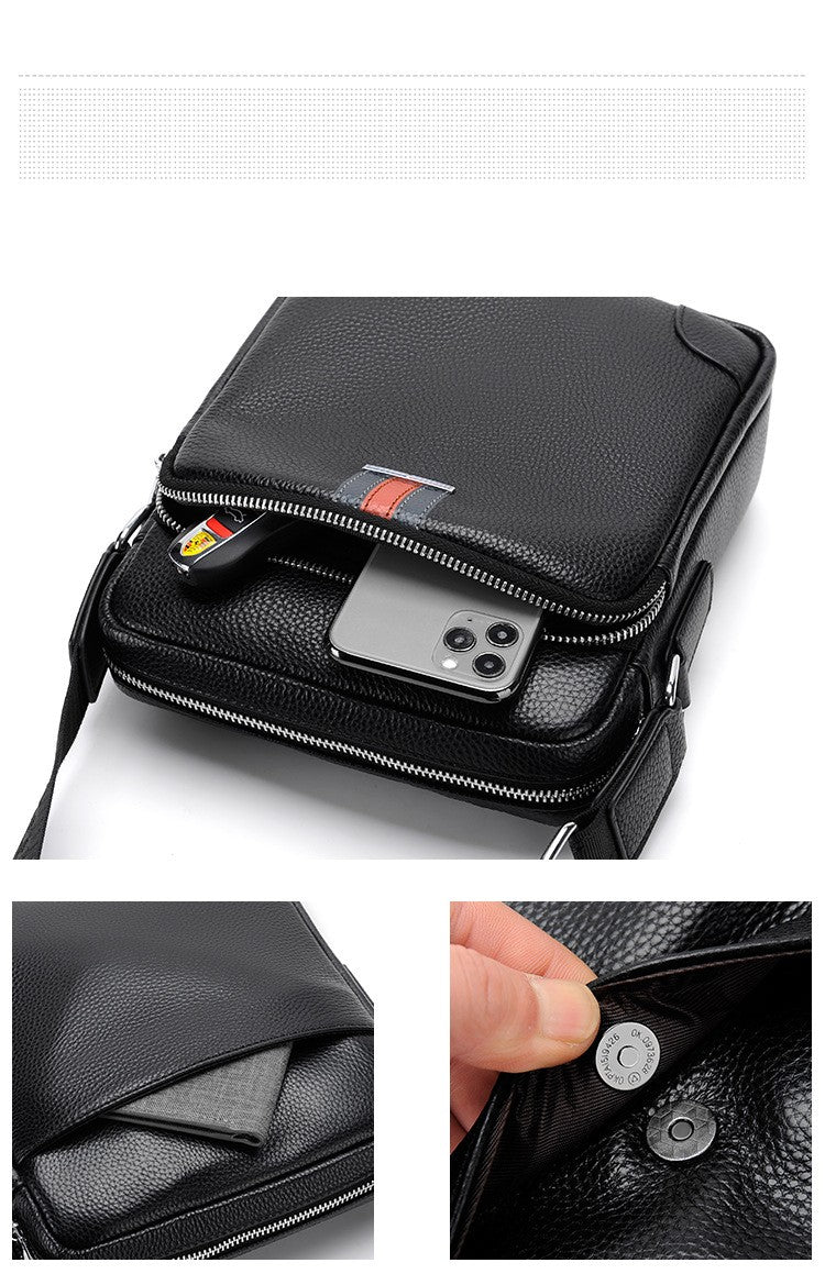 Famous Brand Small Men's Bag Genuine Leather Men Shoulder Bag Messenger Bag Fashion Business Man Crossbody Bag Cowhide Briefcase