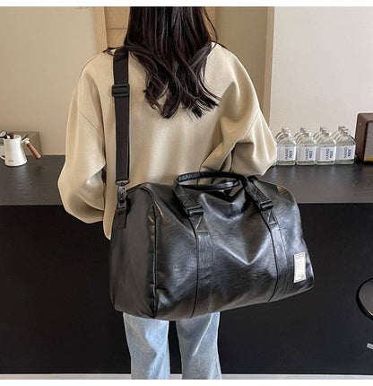 PU Travel Duffel Bag Waterproof Luggage Handbag with Shoes Pocket Weekender Overnight Daypack Dry Wet Sports Shoulder Tote Pack