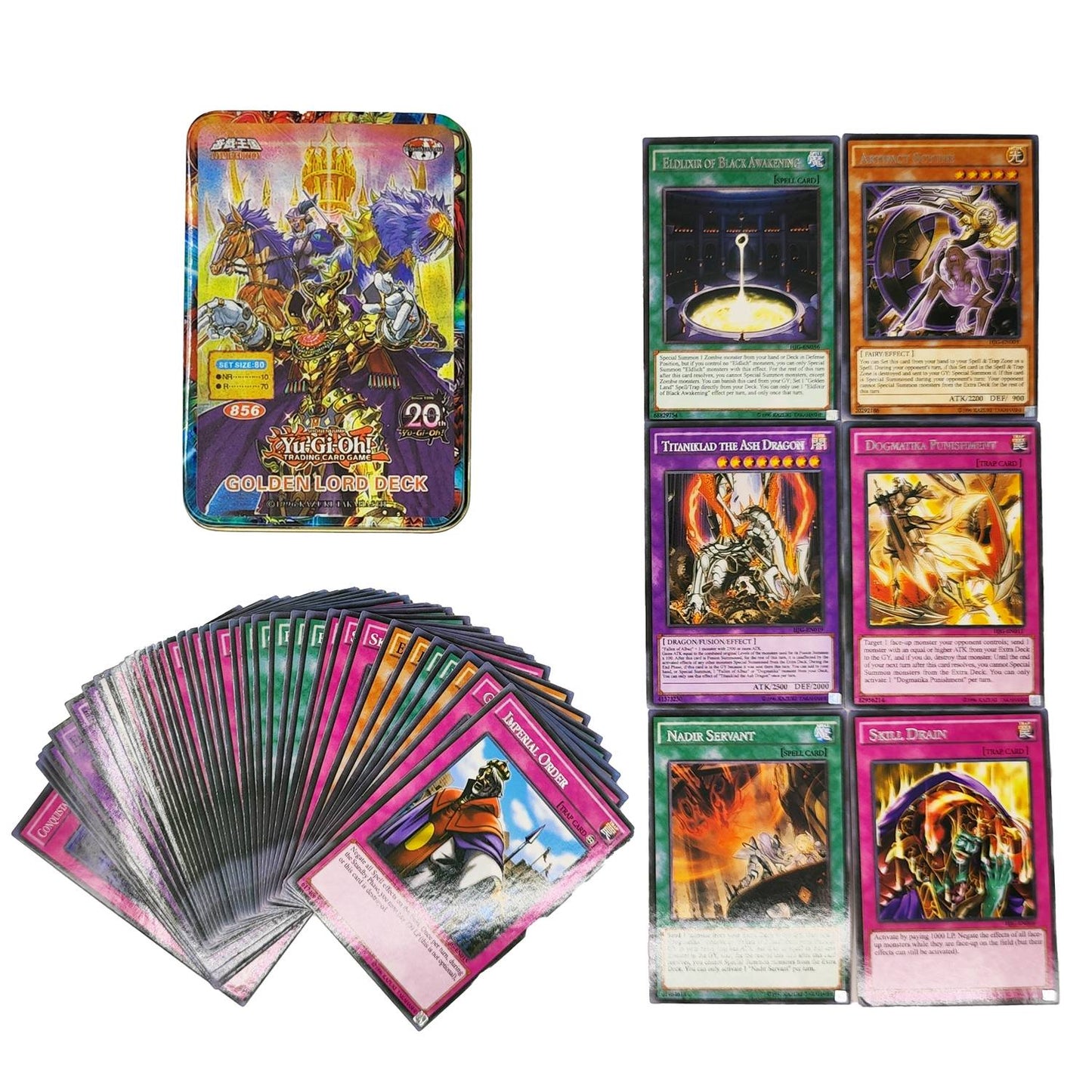 Yu Gi Oh Cards PACK DE DEUS EGÍPCIO Deck de Cartas Inglês TCG Holográfico Dourado Dragão Branco Jogo de Duelo Coleção de Cartas com Caixa de Lata