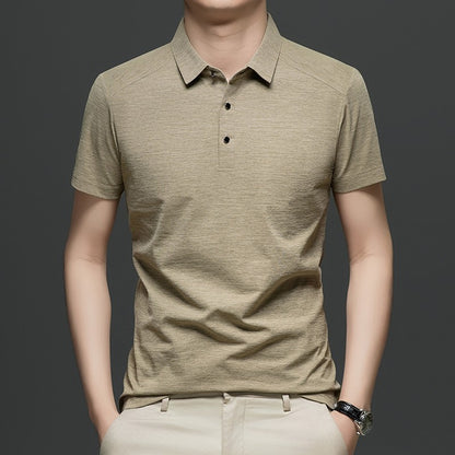 Summer business breathable short sleeved polo shirt with collar top, 2025 new item solid color collar short sleeved shirt