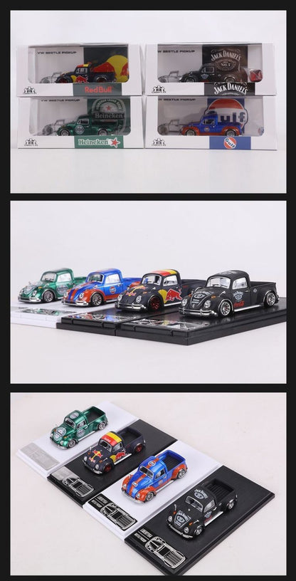 Liberty64 1:64 Scale Beetle Convertible Pickup Die-Cast Car Model Gulf Oil Series Custom Toys Miniature Alloy Simulation Vehicle