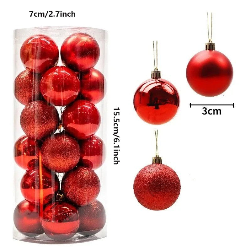 24Pcs 3cm Christmas Balls Christmas Tree Decoration Xmas Hanging Tree Pendants Home Party Christmas Tree Decor New Year Gifts
