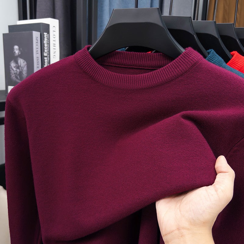 2025 New Men's Casual Sweater Round Neck Long Sleeve Knitted Sweater Diamond Pattern Fashion Versatile Top