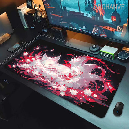 Cute Red Fox Mousepad HD Kawaii Animal Desk Mat Lock-Edge XXL Pads XXL Office Accessories Large Gaming Keyboard Mats For Gamer