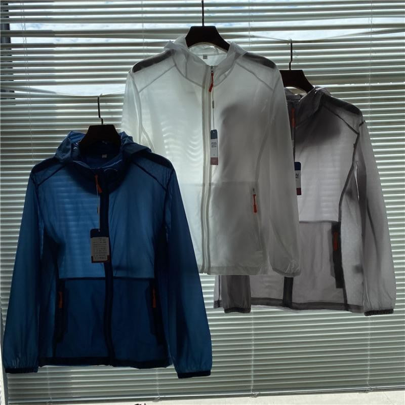 Adults Ultrathin Ultralight Clear Quick Dry Sun-Protective Breathable Camping Running Cycling Beach Jacket Skin Coat Windbreaker