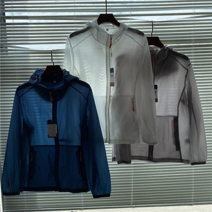 Adults Ultrathin Ultralight Clear Quick Dry Sun-Protective Breathable Camping Running Cycling Beach Jacket Skin Coat Windbreaker
