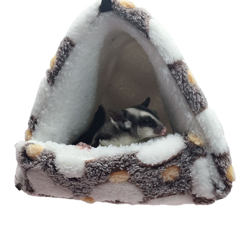 1 PEÇA Casa de Estimação Pequena de Espuma com Estampa de Bolinhas de Fleece Coral Cama Suspensa para Hamster para Pequenos Animais Esquilo Papagaio Ninho de Algodão