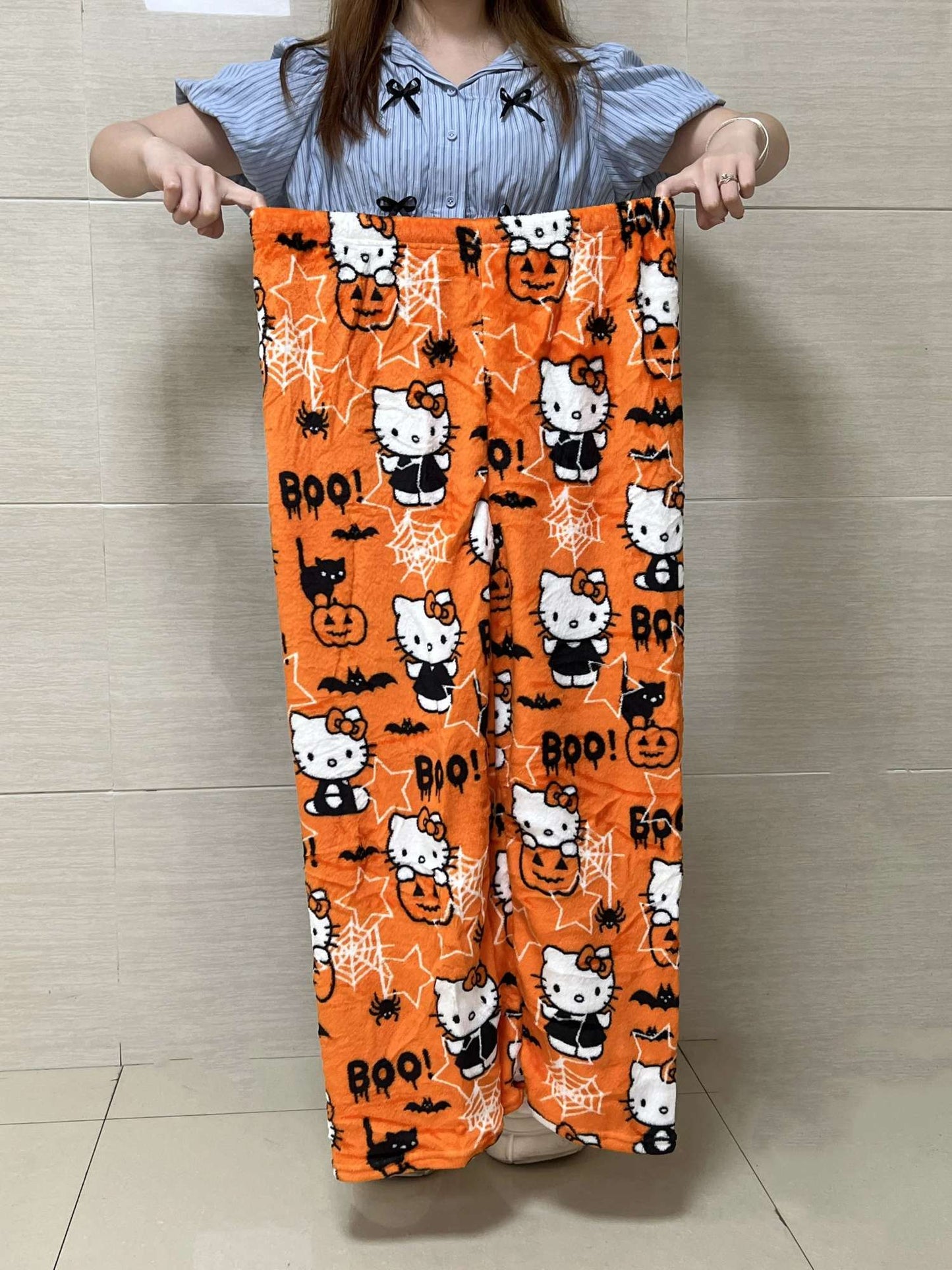 2025 Autumn Winter Christmas Y2K Hello Kitty Pants Sanrio Anime Women's Cartoon Couple Home Sleepwear Pants Casual Home Clothing