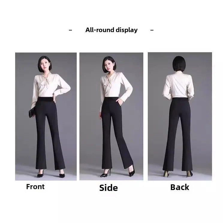 Spring Autumn New Bootcut Pants Women's Slimming Versatile Korean Style Loose-fit Fashionable Trousers Drop Leg Bell Pants Women