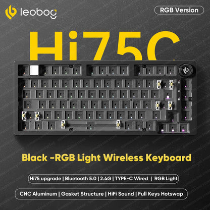 Leobog Hi75C Hi75 Hi75C Pro Kit de Teclado Mecânico Customizado de Alumínio Sem Fio para Jogos Bluetooth 2.4G Teclado Gamer com Hotswap com Fio