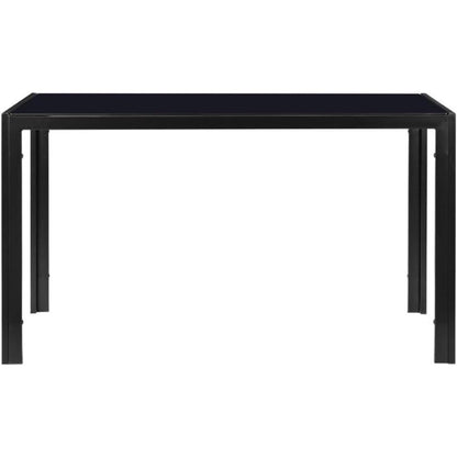 Modern Rectangular Dining Table with Black Glass Top, Steel Frame, Seats 4, Easy to Clean, Ideal for Kitchen Use