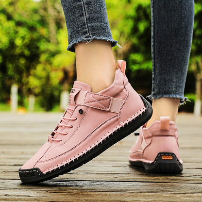 New Fashion Sneakers Handmade Leather Women's Shoes Mid-Top Women Casual Flats Shoes Slip on Loafers Zapatillas De Mujer