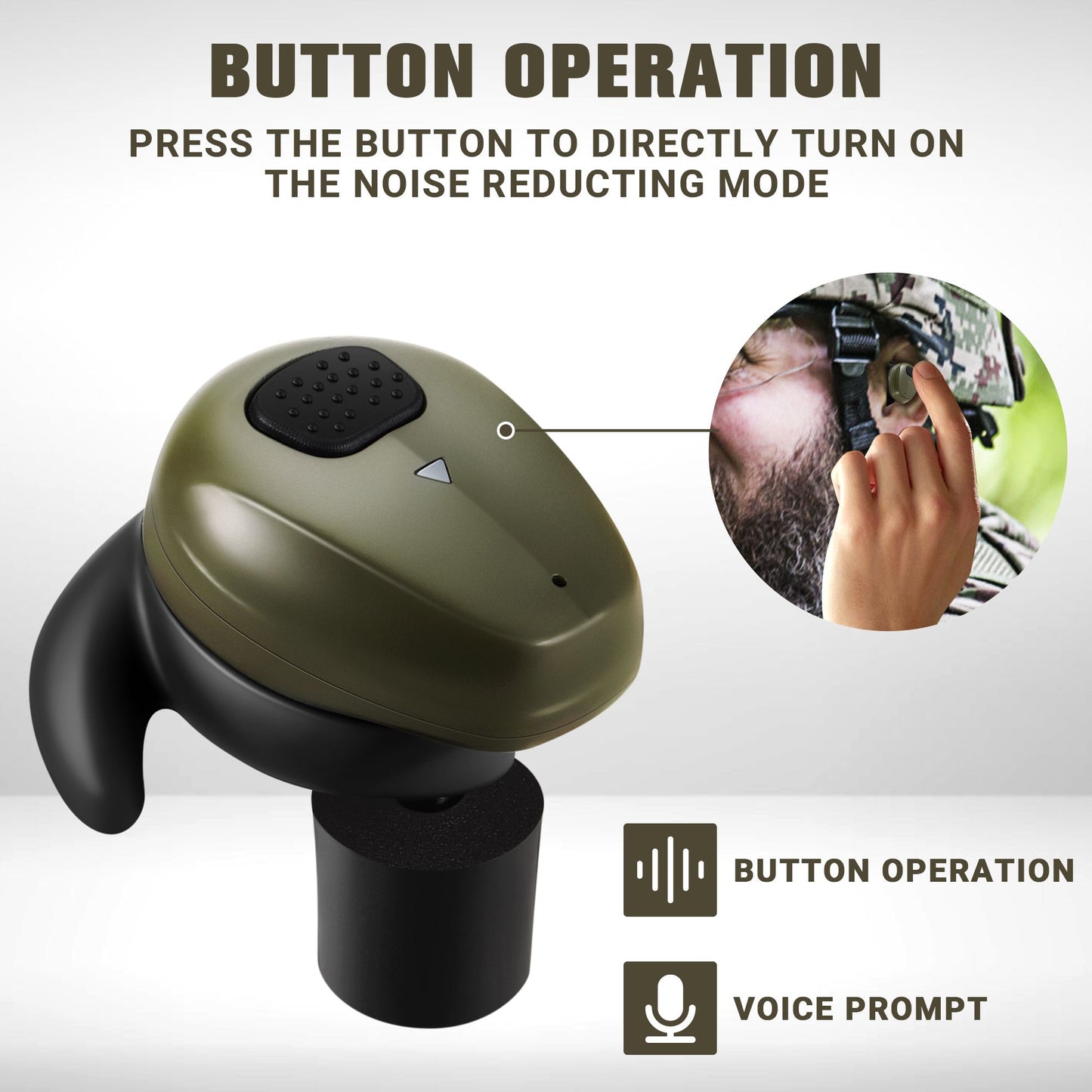 YHKEMA EB10 Electronic Shooting Ear Protection,TacticalNRR 27dB Bluetooth Noise Cancelling Sound Amplification Earmuffs Earbuds