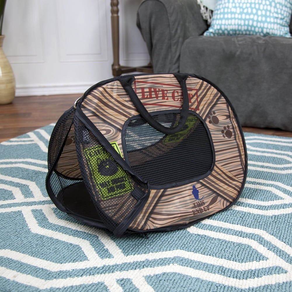 Transportador Dobrável Leve para Gatos com Zíper de Segurança Portátil para Viagem para Gatos e Gatinhos com Painéis de Malha Ventilada
