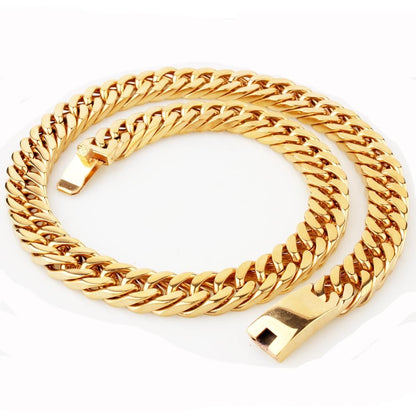 Granny Chic 15mm 7-40inch Dourado Firme Forte 316L Aço Inoxidável Joias Elo Cubano Corrente Gargantilha Colar Masculino