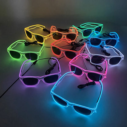 1PC Light Up LED Glasses Glow Sunglasses EL Wire Neon Glasses Glow in The Dark Party Supplies Neon Party Favors for Adults