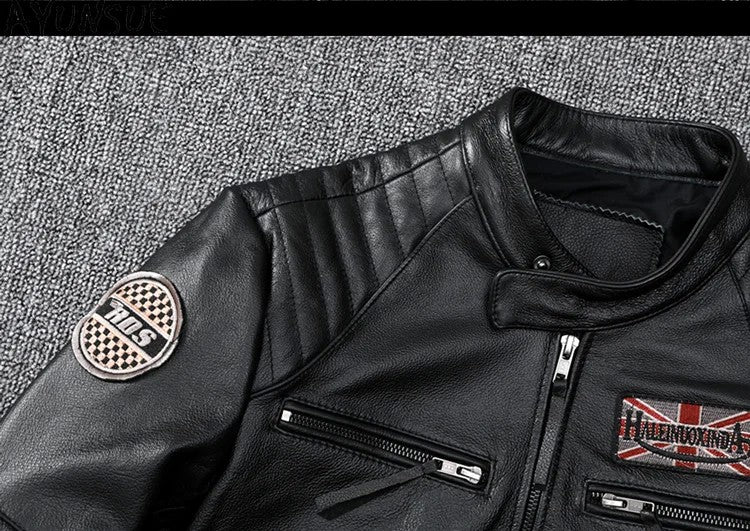 Mens Leather Jacket Autumn Men Clothing Handsome Motorcycle Jackets Two Colors Short Coats Kurtka M?ska Skórzana Slim