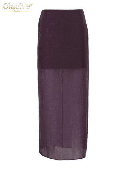 Clacive Fashion Loose Balck Women Skirt Casual High Waist Ankle Length Skirts El