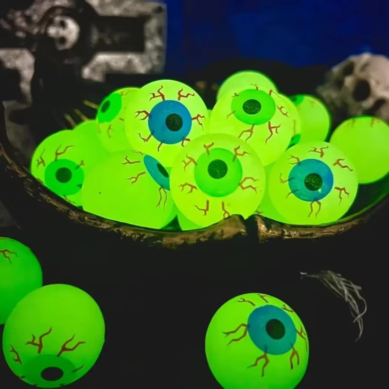 10/20/30Pcs Luminous Halloween Bouncing Ball Glow in The Dark Eyeball Scary Rubber Ball Haunted House Prop Halloween Party Favor