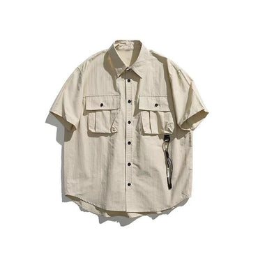 Retro workwear short sleeved suit men's summer thin half sleeved shirt men's street suit MH210