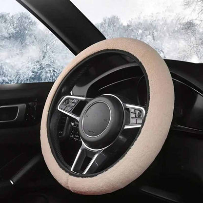 Plush Warm Winter Car Steering Wheel Cover, Universal Fluffy Warm Winter Steering Wheel Protector, Elastic Anti-Slip Car Steerin