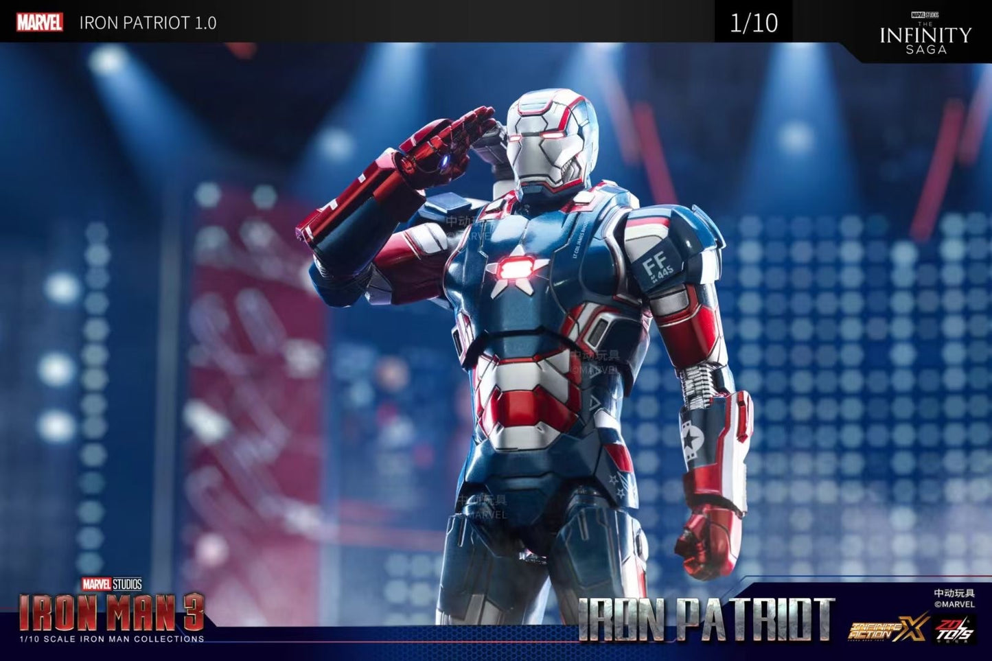ZD Original Iron Man MK30 Blue Steel 1/10 Iron Patriot MK3 Marvel legends War Machine 10th Anniversary Action Figure Model Gift