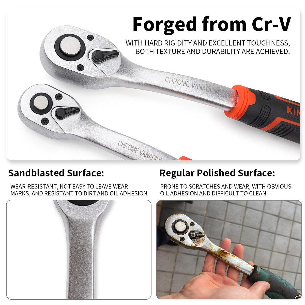 Chave Catraca Rápida Fosca Resistente a Óleo 72 Dentes Unidade de 1/4 3/8 1/2 Polegadas Soquete Bidirecional Chave Voadora Ferramenta Manual DIY de Reparo