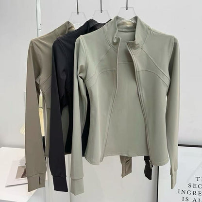Yoga Suit Women's High-end Standing Collar Long Sleeved Sports Jacket Running Training Fitness Top Windproof Running Suit
