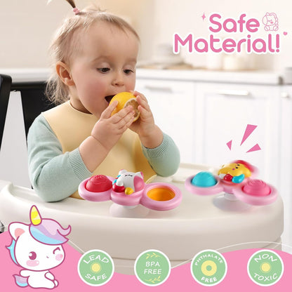 Baby suction cup rotating toy set, dreamy fairy tale series rotating music, cute cartoon image with diverse gameplay and gifts