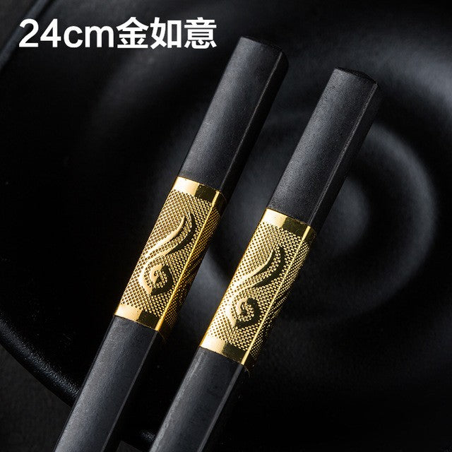 1 Pair Chinese style chopsticks tableware food stick alloy Catering utensils sushi sticks Non-slip Household Kitchen Utensils