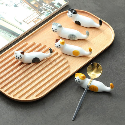 5 peças Kawaii Gato Suporte para Hashi Cerâmica Descanso de Hashi para Casa Restaurante Acessórios de Mesa Suprimentos Apoio de Hashi