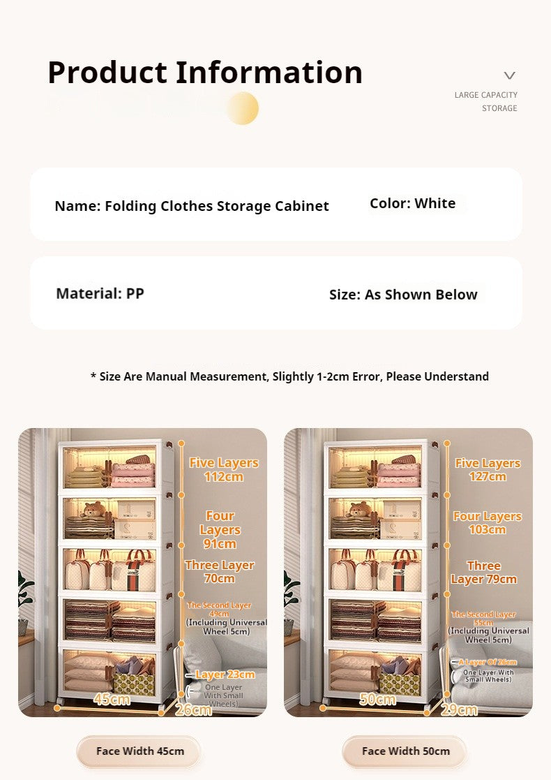 Large Volume Multifunction Folding Living Room Cabinet Closet Organizer With Wheel Stackable Sundries Large Capacity Storage Box