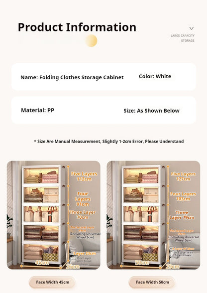 Large Volume Multifunction Folding Living Room Cabinet Closet Organizer With Wheel Stackable Sundries Large Capacity Storage Box