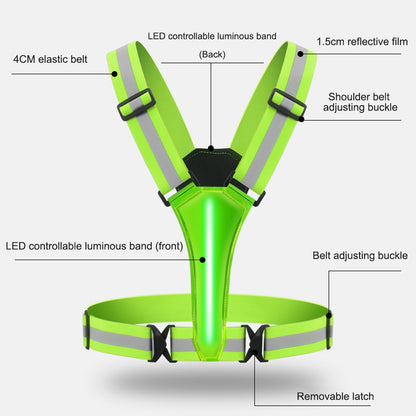 Rechargeable/Battery Adjustable Reflective Security Vests High Visibility Running Vest LED Safety Running Vest for Runners Night