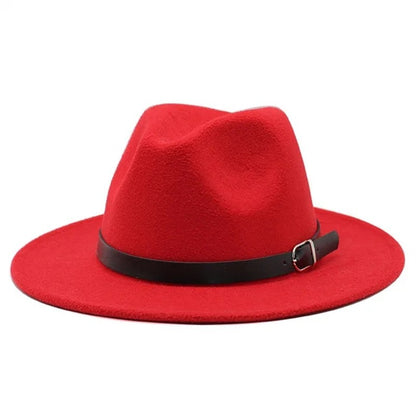 Men's fedora hat Men's and women's universal solid color fedora hat Women's 21 color wide brim jazz hat Autumn and winter Britis