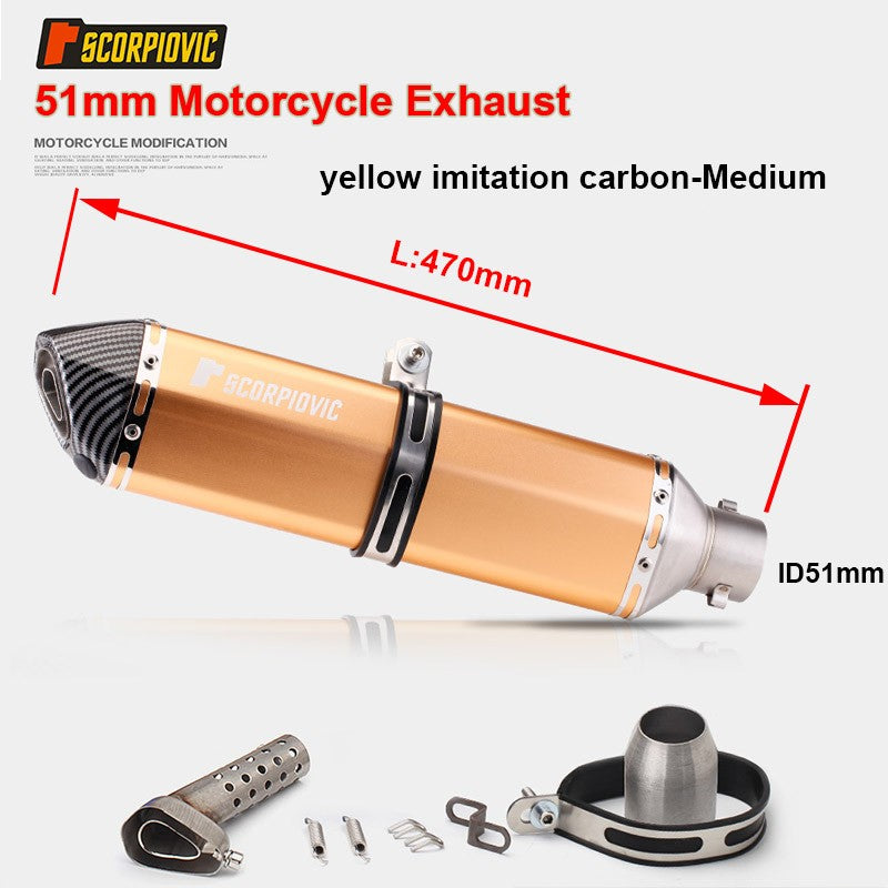 Universal Motorcycle 51mm Exhaust Pipe Carbon Fiber Muffler Exhaust Pipe db Killer Length300mm/ 370mm/ 470mm Multicolour Exhaust