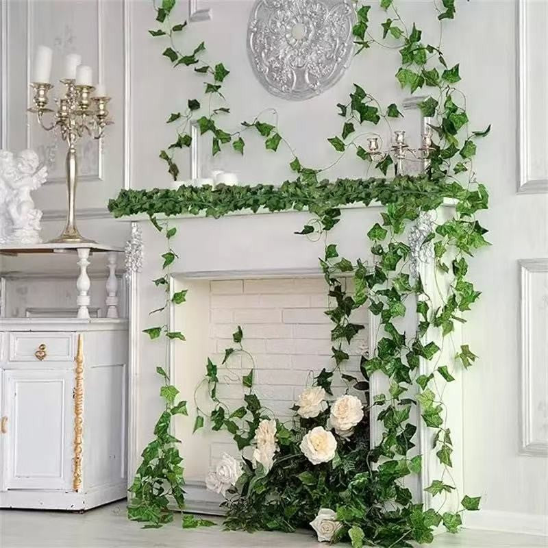 2.1M Green Ivy Leaf Hanging Vine Artificial Garland Silk Wall Plant Home Garden Decoration Wedding Party DIY Fake Wreath Leaves