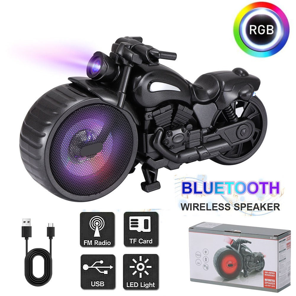 Bluetooth Speaker Motorcycle Replica Retro Ride FM Radio TWS LED Party Lights Tws Rechargeable USB TF Outdoor Speaker