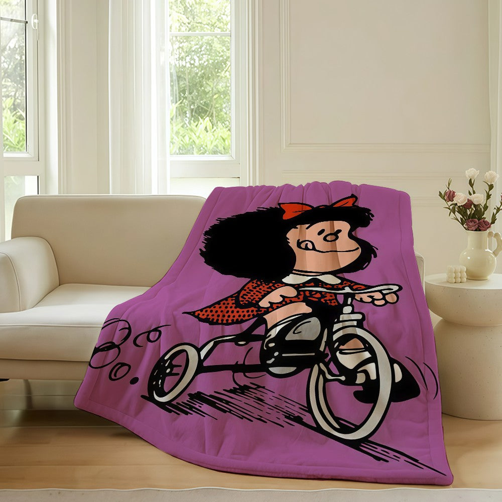 Cartoon cute Mafaldas World Blanket For Sofa Office Bed Plane Travel Sleep Read Relax Camping Soft And Warm