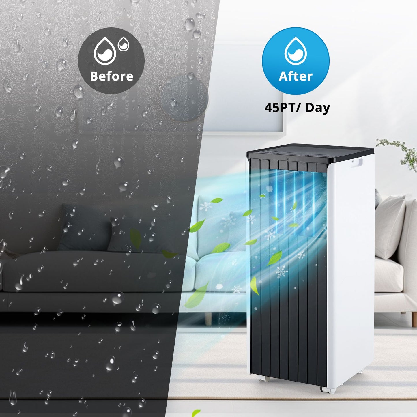 Ar Condicionado Portátil 8000 BTU - Refrigera até 32,5 m² Aparelho 3-em-1 com Desumidificador e Ventilador, Kit de Mangueira para Janela Incluído