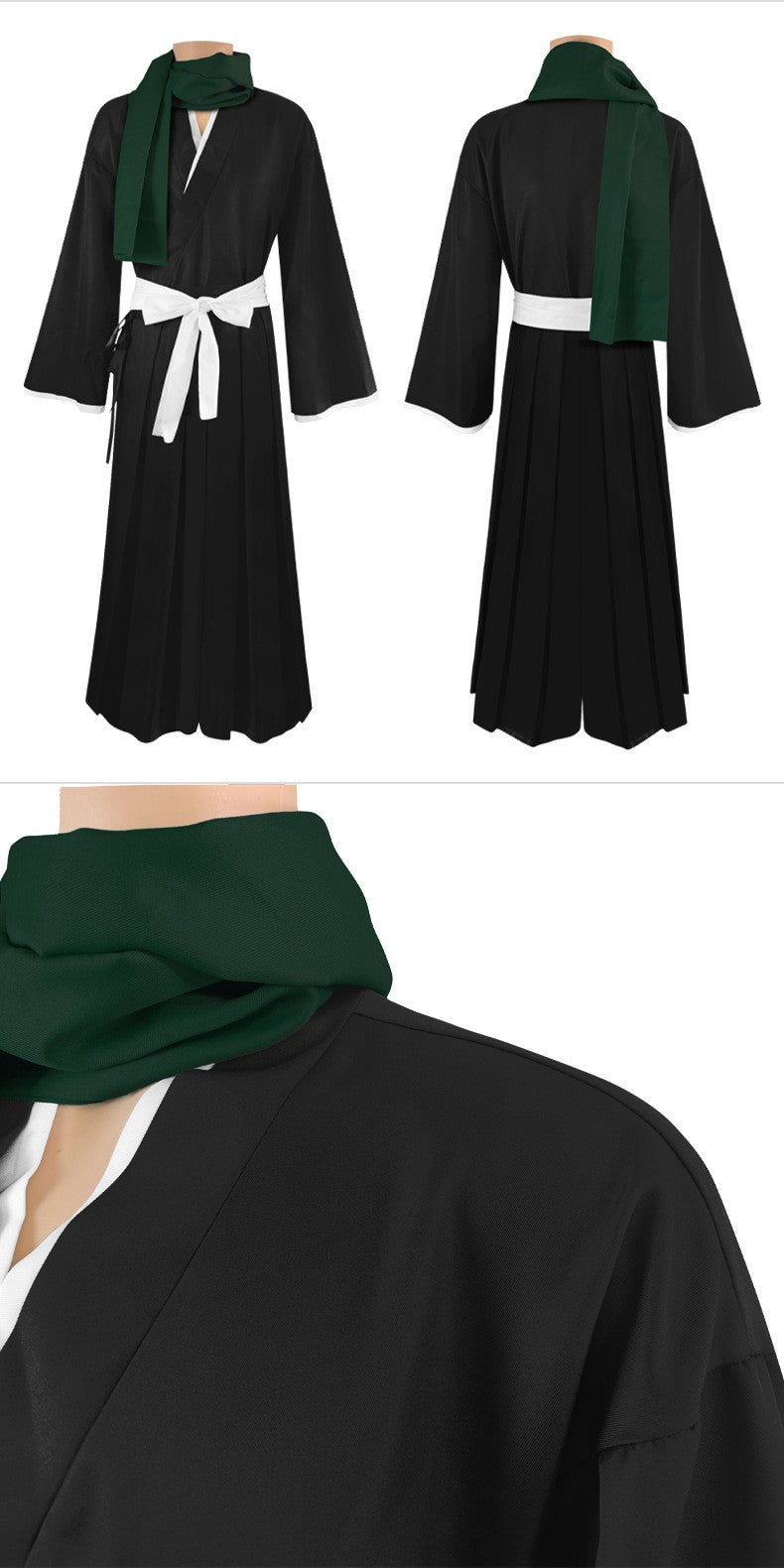 Anime Hitsugaya Toshiro Cosplay Costume Black White  Kimono Wig Full Set Shihakusho Thousand Year Blood War Kimono Uniform