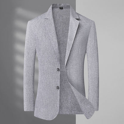 A fashionable and stylish men's sun-protective suit with a linen collar and two buttons, along with a sun-protective jacket